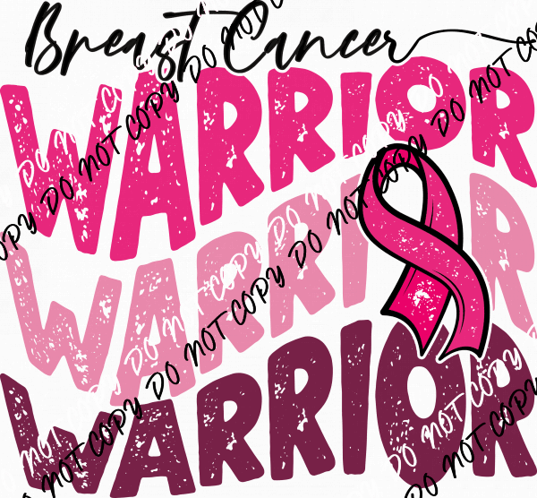 Breast Cancer Warrior Wavy Text DTF Transfer - We Print U Press DTF Transfers