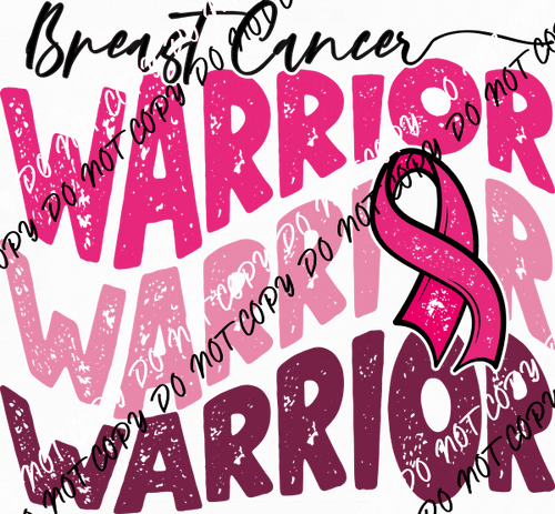 Breast Cancer Warrior Wavy Text DTF Transfer - We Print U Press DTF Transfers