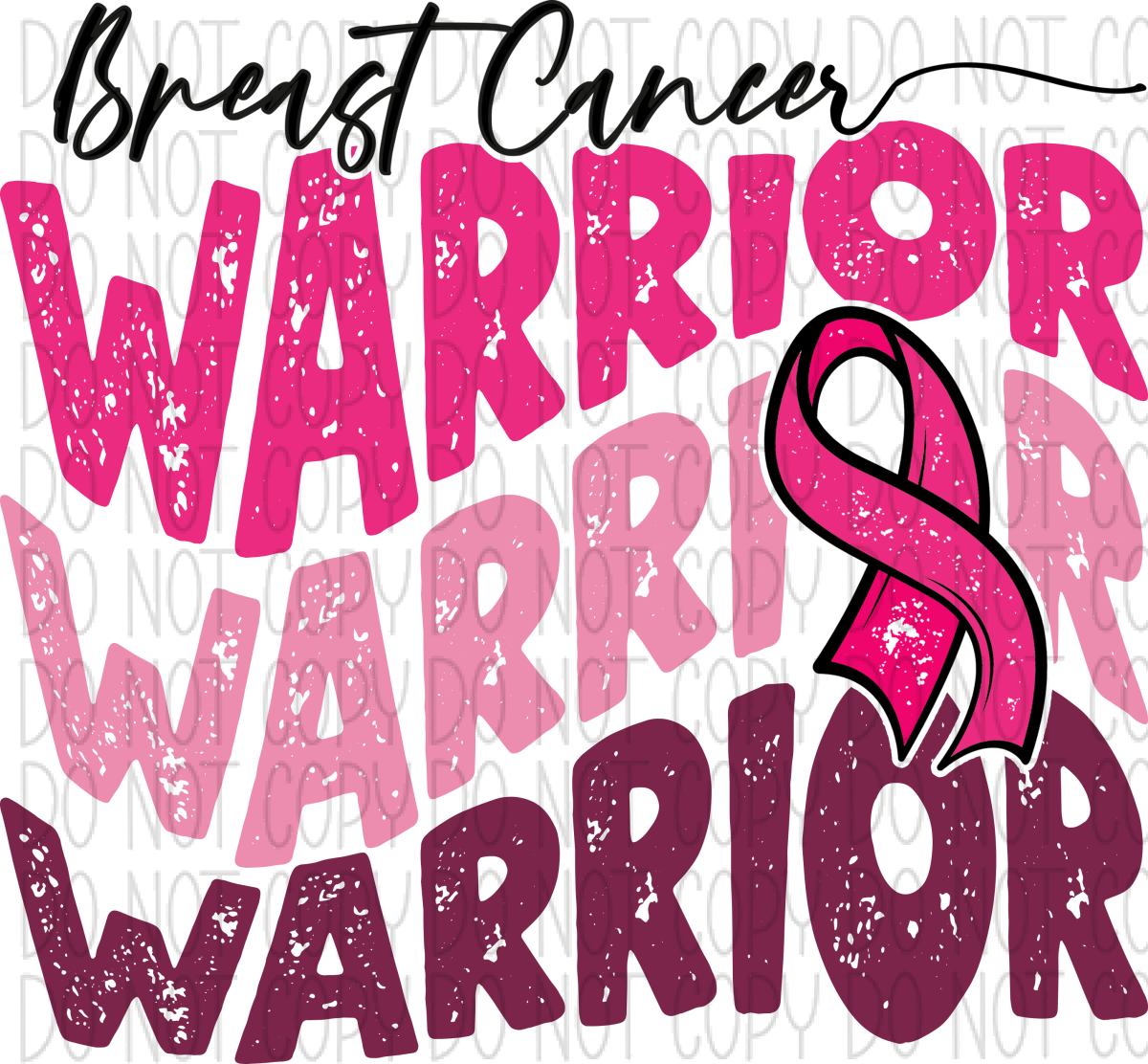 Breast Cancer Warrior Wavy Text Dtf Transfer