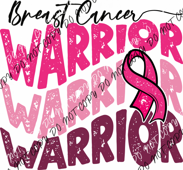 Breast Cancer Warrior Wavy Text Dtf Transfer