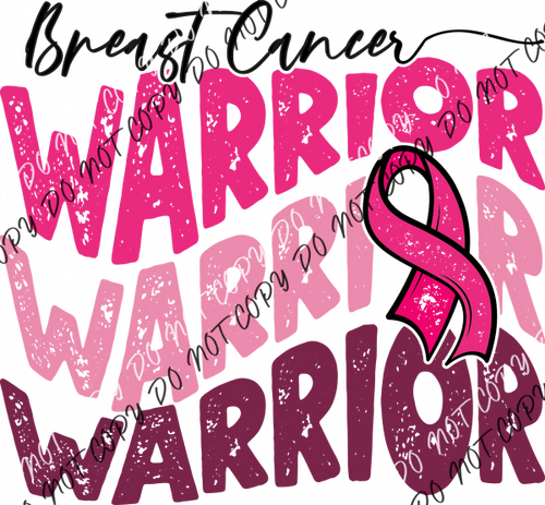 Breast Cancer Warrior Wavy Text Dtf Transfer