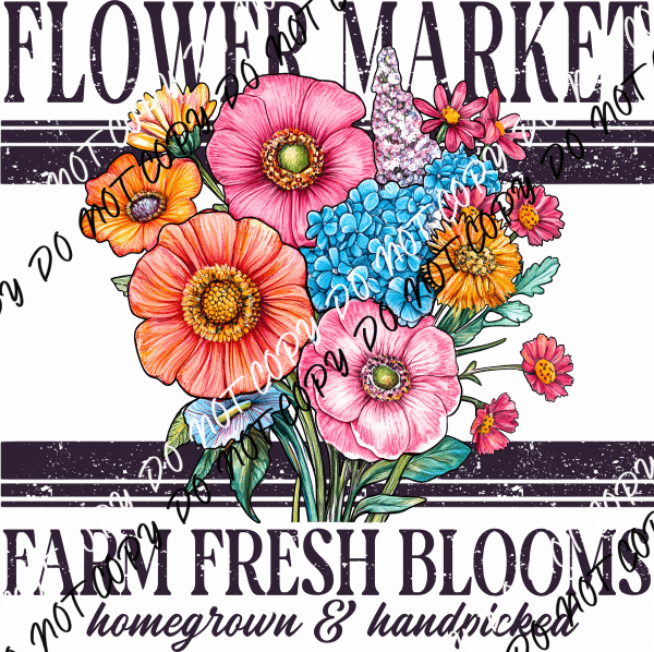 Bright Flower Market DTF Transfer - We Print U Press DTF Transfers