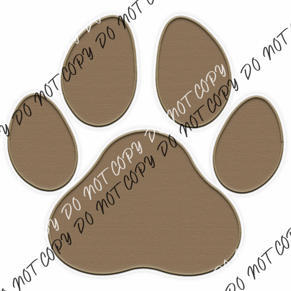 Brown Paw Print Faux Embroidery Dtf Transfer Rtp Transfers