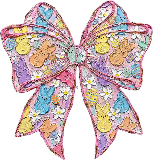 Brushstroke Easter Bunny Bow DTF Transfer RTP DTF Transfers