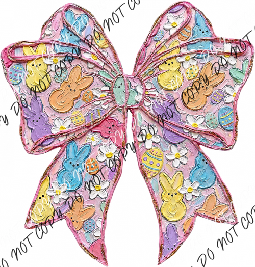 Brushstroke Easter Bunny Bow DTF Transfer RTP DTF Transfers