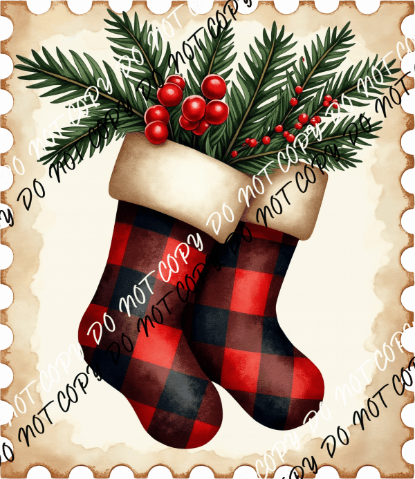 Buffalo Plaid Stockings DTF Transfer - We Print U Press DTF Transfers