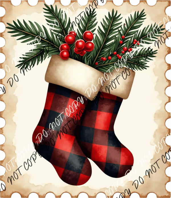 Buffalo Plaid Stockings DTF Transfer - We Print U Press DTF Transfers