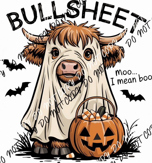 Bullsheet Baby Cow Ghost With Jack O Lantern DTF Transfer - We Print U Press DTF Transfers