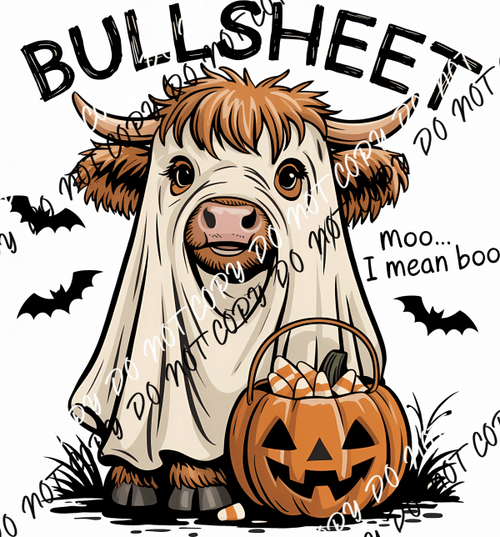 Bullsheet Baby Cow Ghost With Jack O Lantern DTF Transfer - We Print U Press DTF Transfers