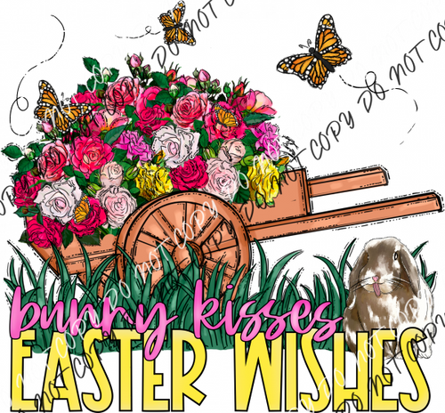 Bunny Kisses Easter Wishes Wheelbarrow Dtf Transfer Rtp Transfers