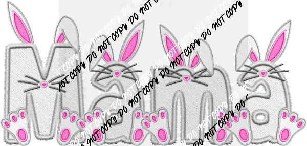 Bunny Mama Faux Embroidery DTF Transfer - We Print U Press DTF Transfers