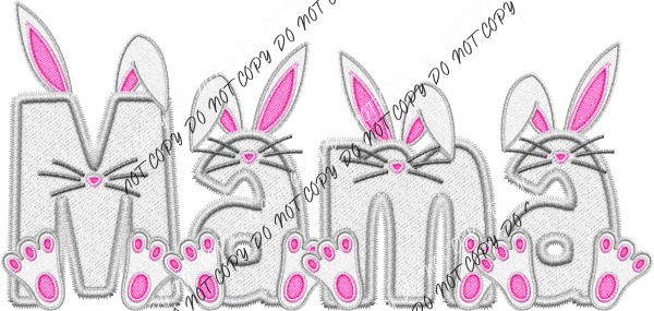 Bunny Mama Faux Embroidery Dtf Transfer Rtp Transfers