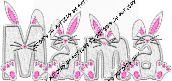 Bunny Mama Faux Embroidery DTF Transfer - We Print U Press DTF Transfers