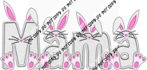 Bunny Mama Faux Embroidery DTF Transfer - We Print U Press DTF Transfers
