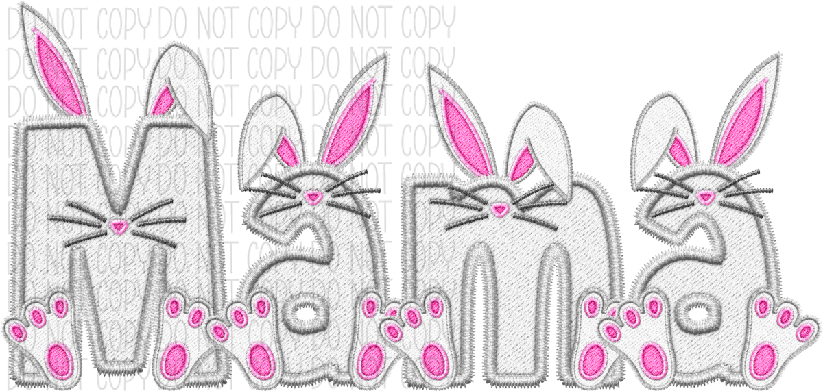 Bunny Mama Faux Embroidery Dtf Transfer Rtp Transfers