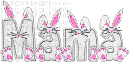 Bunny Mama Faux Embroidery Dtf Transfer Rtp Transfers