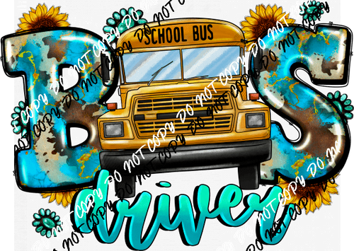 Bus Driver Turquoise Print DTF Transfer - We Print U Press DTF Transfers