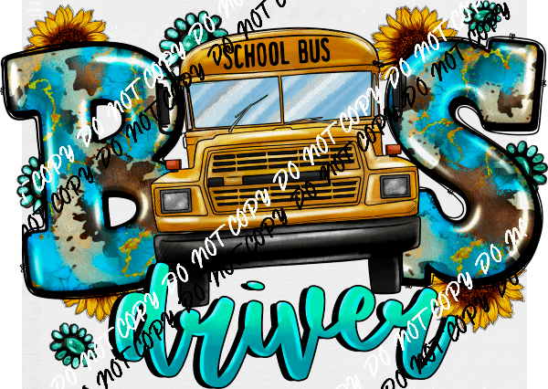 Bus Driver Turquoise Print DTF Transfer - We Print U Press DTF Transfers