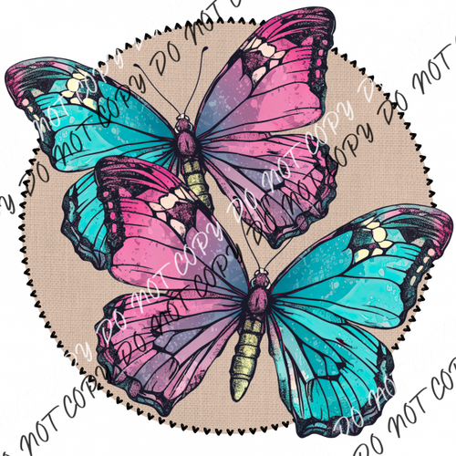 Butterflies Circle Distressed Dtf Transfer