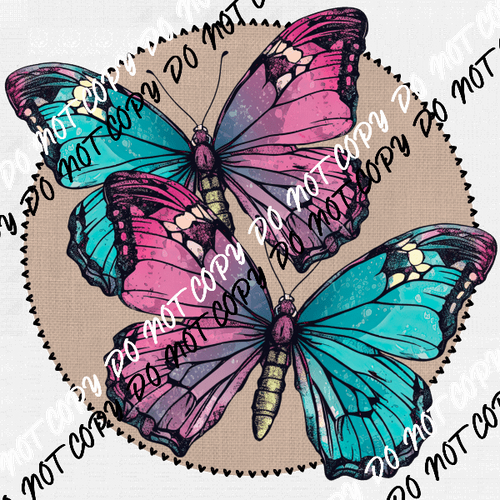 Butterflies Circle distressed DTF Transfer - We Print U Press DTF Transfers