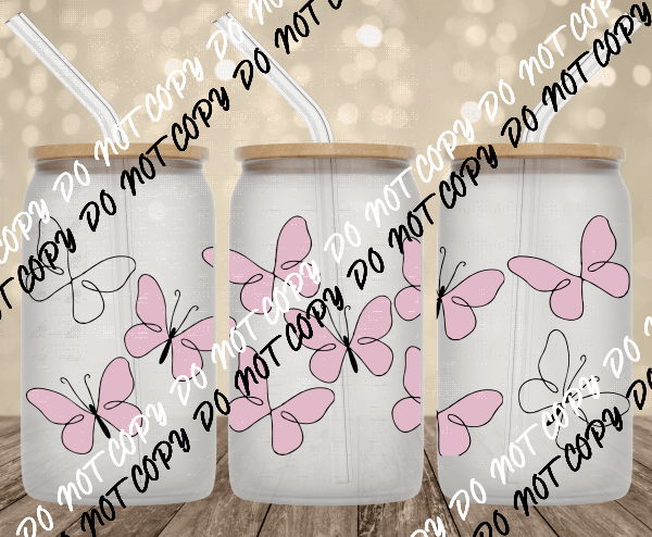 Butterflies UV Transfer for 16 oz Glass Can - We Print U Press DTF Transfers