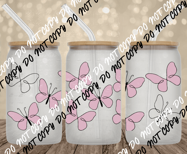 Butterflies UV Transfer for 16 oz Glass Can - We Print U Press DTF Transfers