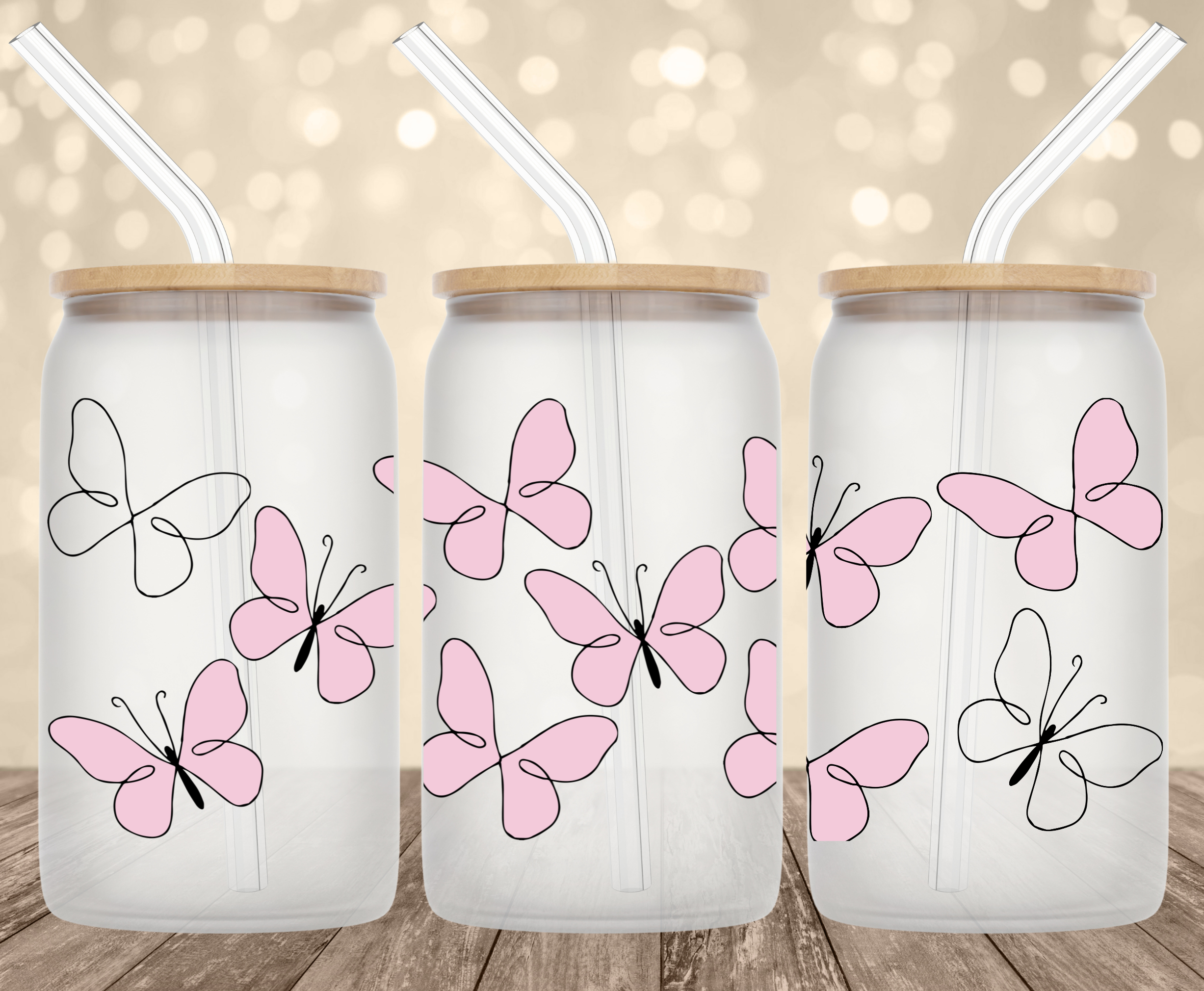 Butterflies UV Transfer for 16 oz Glass Can Tumblers