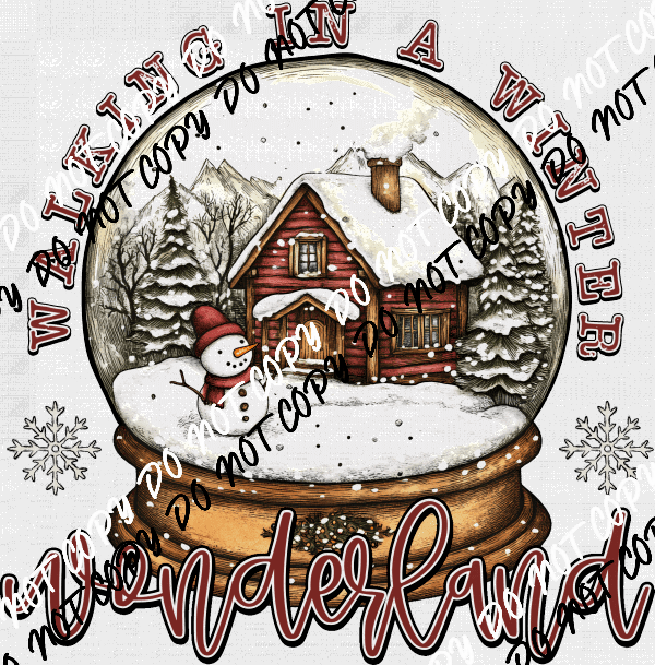 Cabin Scene Snowglobe DTF Transfer - We Print U Press DTF Transfers