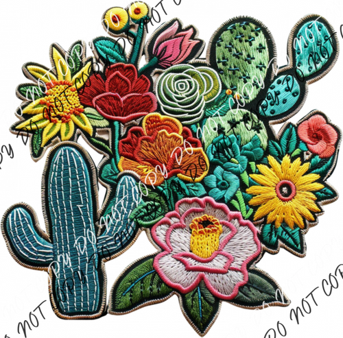 Cactus Floral Faux Patch Dtf Transfer