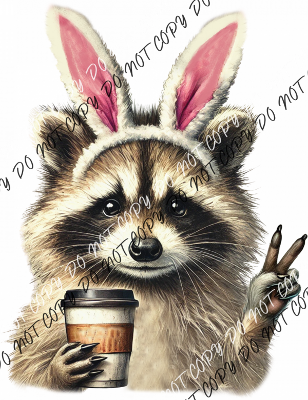 Caffeinated Bunny Raccoon DTF Transfer RTP DTF Transfers