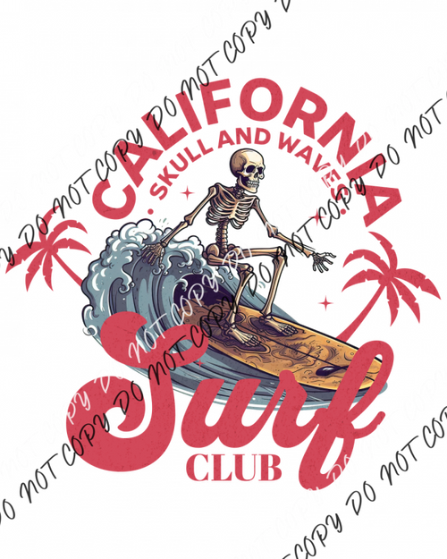 California Surf Club Skeleton Dtf Transfer Transfers