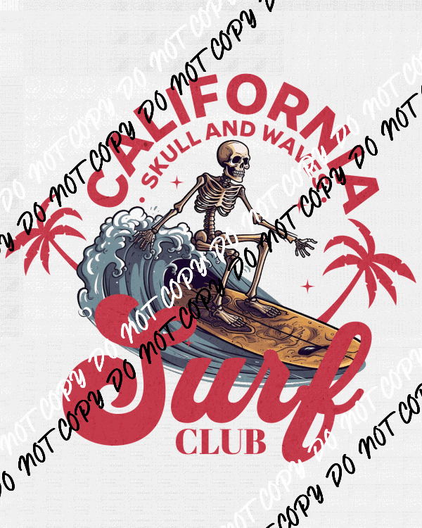 California Surf Club Skeleton DTF Transfer - We Print U Press DTF Transfers