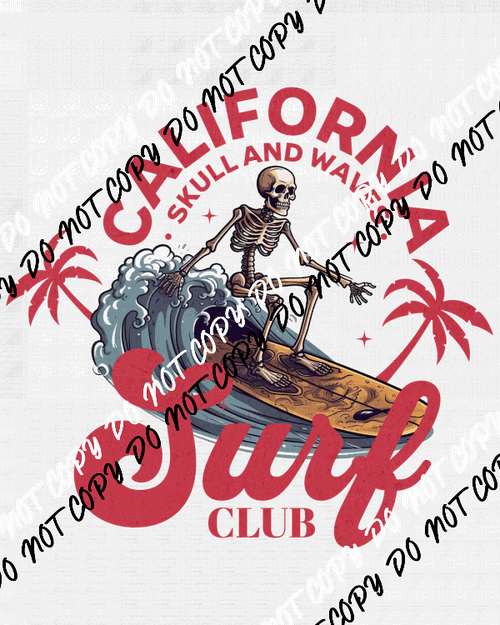 California Surf Club Skeleton DTF Transfer - We Print U Press DTF Transfers