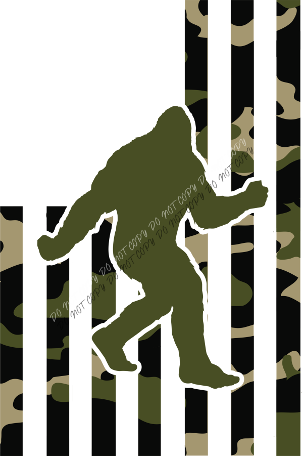 Camo Sasquatch American Flag DTF Transfer RTP DTF Transfers