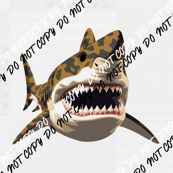 Camo Shark DTF Transfer - We Print U Press DTF Transfers