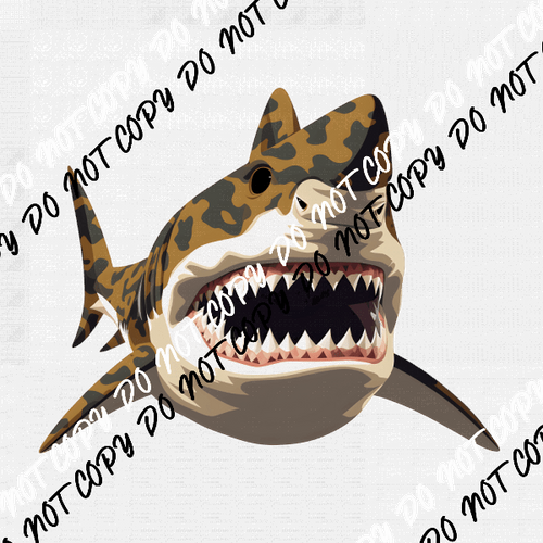 Camo Shark DTF Transfer - We Print U Press DTF Transfers