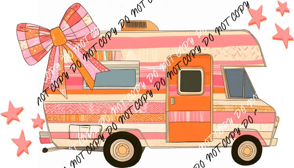 Camper with Bow DTF Transfer - We Print U Press DTF Transfers