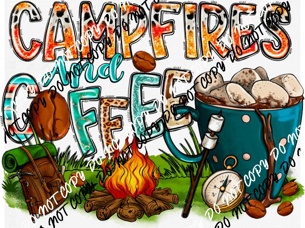 Campfires and Coffee DTF Transfer - We Print U Press DTF Transfers