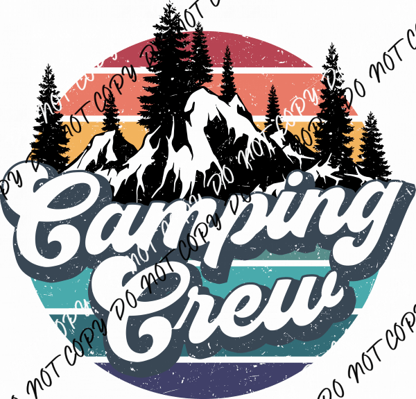 Camping Crew Retro Circle DTF Transfer - We Print U Press DTF Transfers