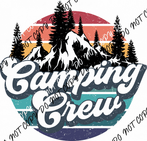 Camping Crew Retro Circle DTF Transfer - We Print U Press DTF Transfers