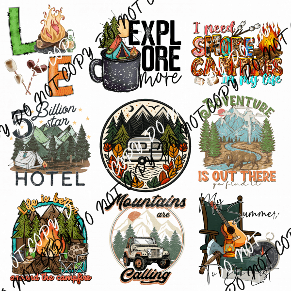 CAMPING MINI UV TRANSFER BUNDLE - We Print U Press DTF Transfers
