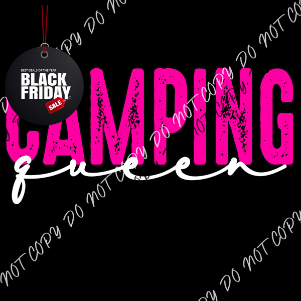 Camping Queen (Choose Text Color) Dtf Transfer Adult Xl-2Xl 12” / Pink With White Rtp Transfers