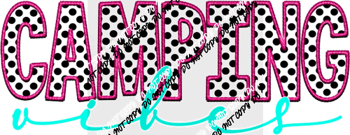 Camping Vibes with Teal Faux Embroidery DTF Transfer - We Print U Press DTF Transfers