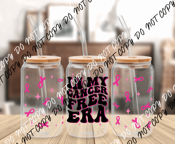 Cancer Free Era UV Transfer for 16 oz Glass Can - We Print U Press DTF Transfers