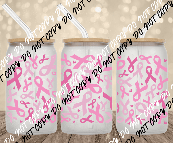 Cancer Ribbons UV Transfer for 16 oz Glass Can - We Print U Press DTF Transfers