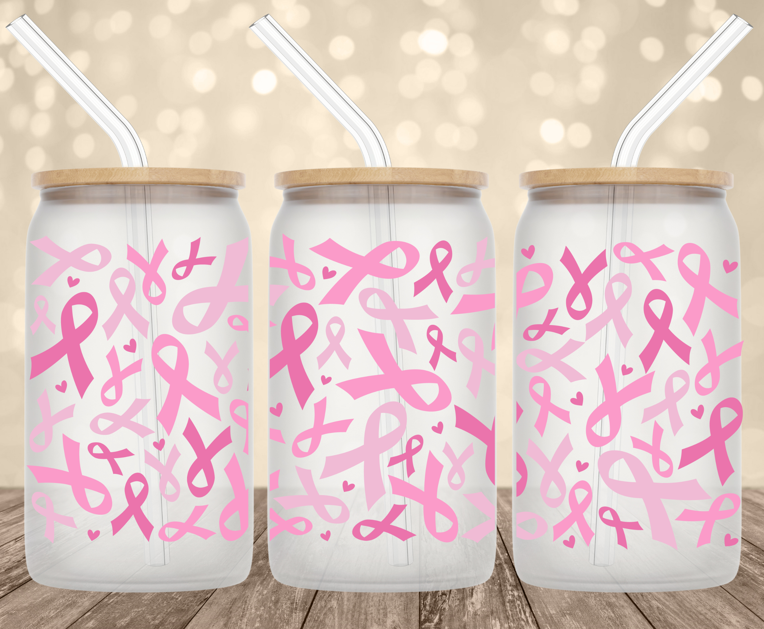 Cancer Ribbons UV Transfer for 16 oz Glass Can Tumblers