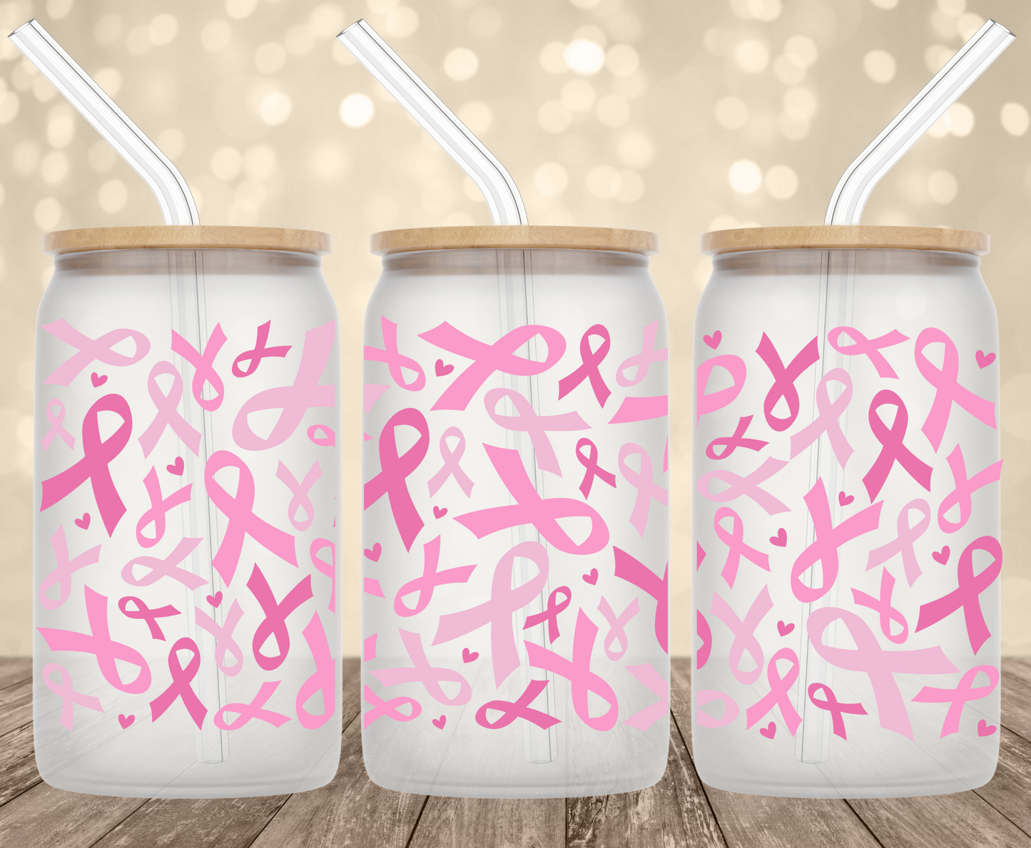 Cancer Ribbons 16 oz Glass Can