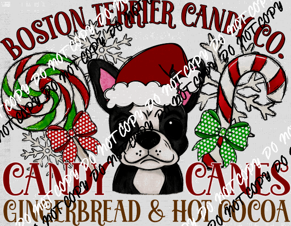 Candy Cane Co Dog (Select Breed) DTF Transfer - We Print U Press DTF Transfers