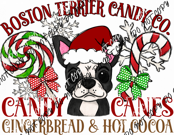 Candy Cane Co Dog (Select Breed) DTF Transfer - We Print U Press DTF Transfers