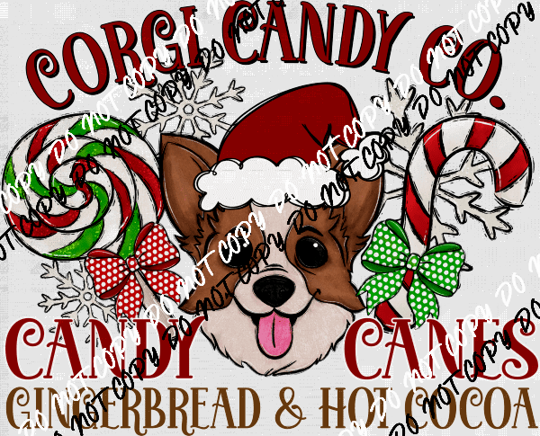 Candy Cane Co Dog (Select Breed) DTF Transfer - We Print U Press DTF Transfers